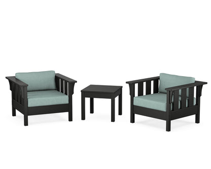Martha Stewart by POLYWOOD® Acadia 3-Piece Deep Seating Set in Black / Glacier Spa