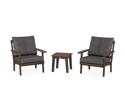 POLYWOOD® Oxford 3-Piece Deep Seating Set in Mahogany / Ash Charcoal