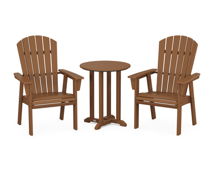POLYWOOD® Nautical Adirondack 3-Piece Round Bistro Dining Set in Teak