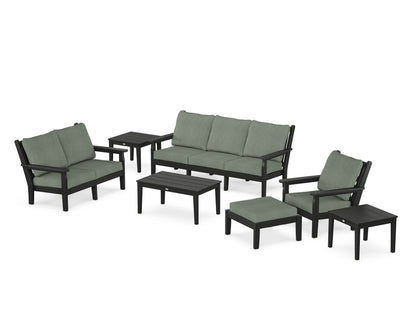 POLYWOOD® Chippendale 7-Piece Deep Seating Set in Black / Cast Sage