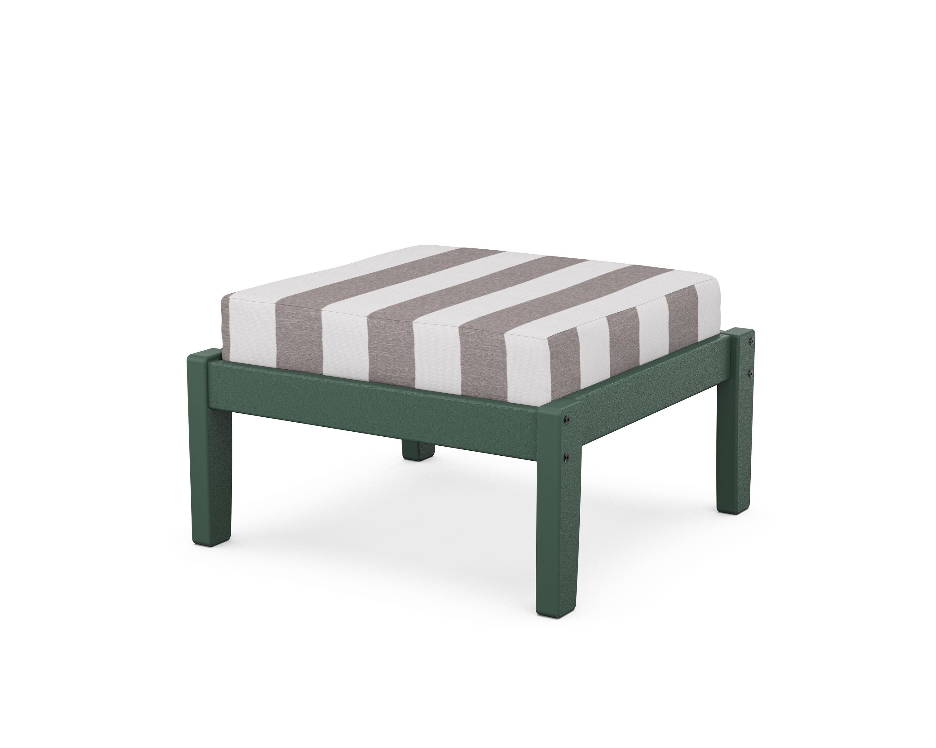 Unbranded Deep Seating Ottoman in Green / Cabana Stripe Grey Mist