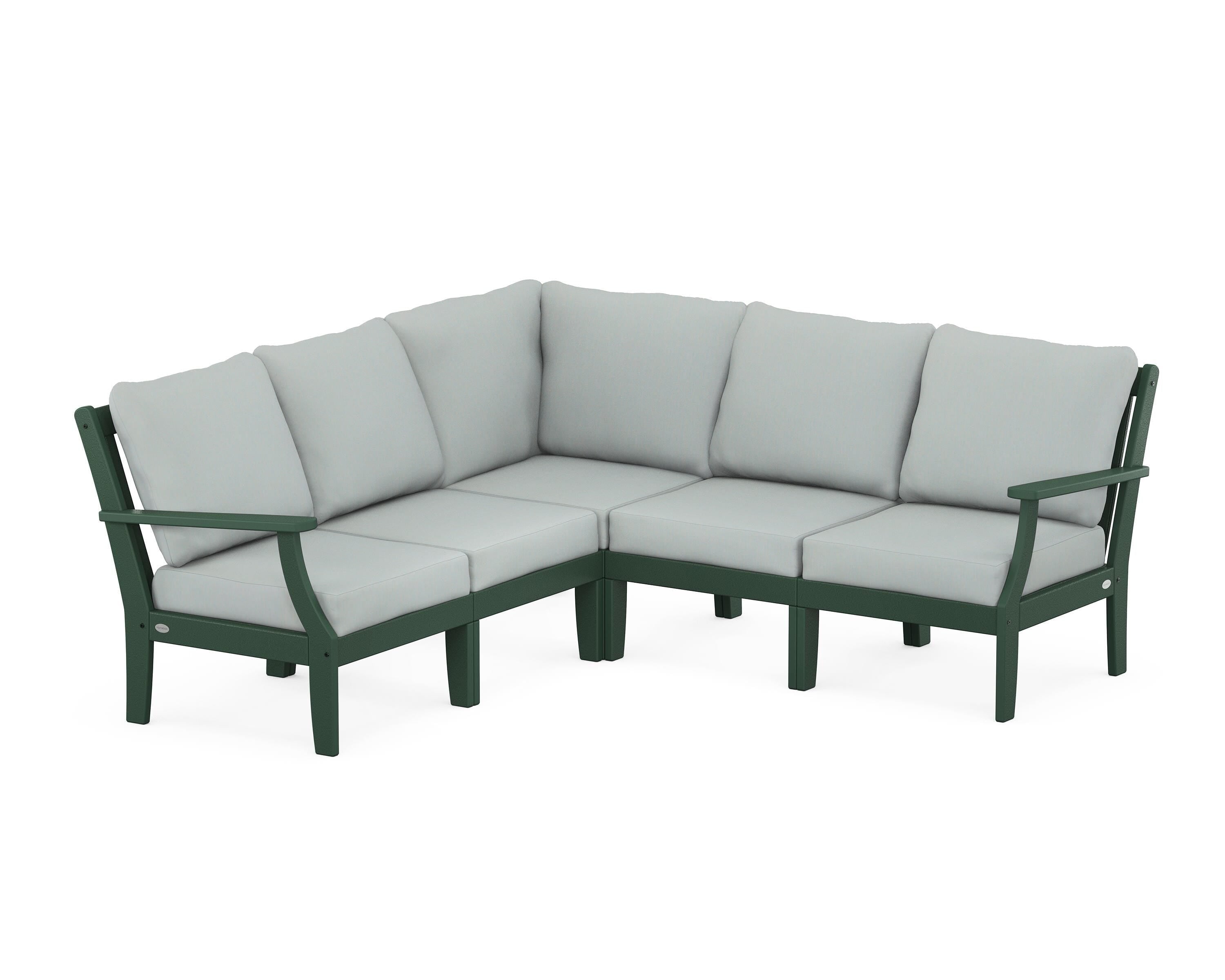 POLYWOOD® Braxton Modular 5-Piece Deep Seating Set in Green / Spa