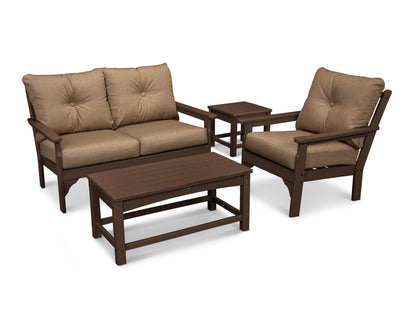 POLYWOOD® Vineyard 4 Piece Deep Seating Set in Mahogany / Sesame