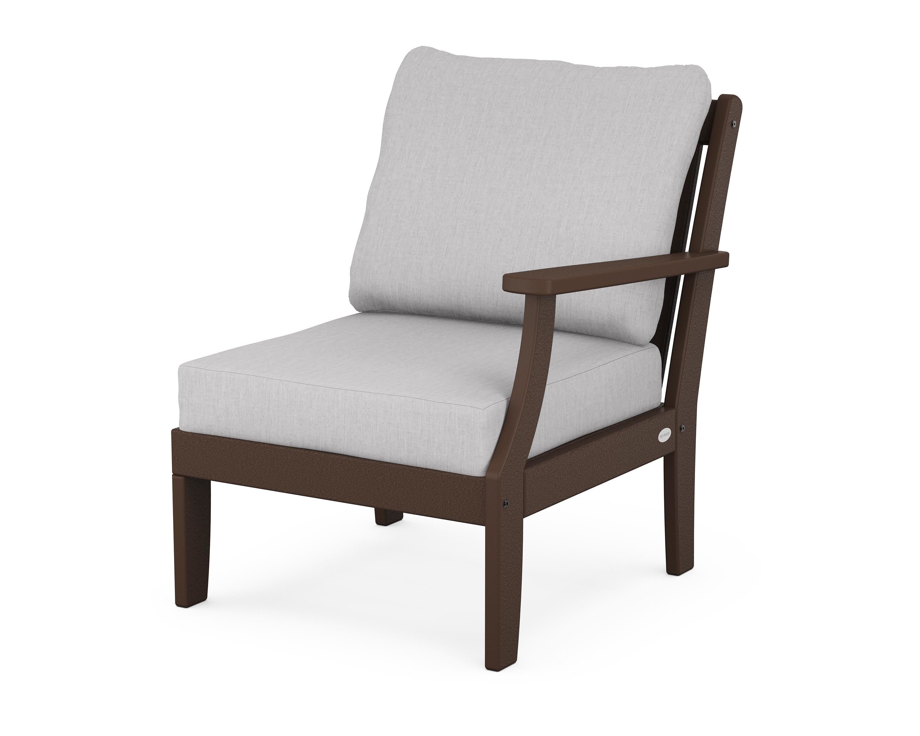 POLYWOOD® Braxton Modular Right Arm Chair in Mahogany / Granite
