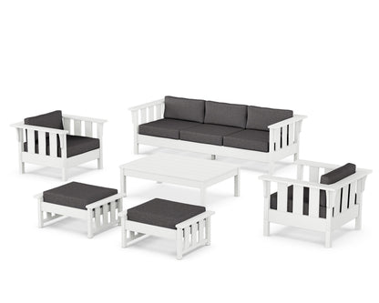 Martha Stewart by POLYWOOD® Acadia 6-Piece Lounge Sofa Set in White / Ash Charcoal