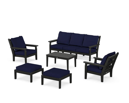 POLYWOOD® Chippendale 6-Piece Lounge Sofa Set in Black / Navy