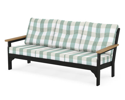 POLYWOOD® Vineyard Deep Seating Sofa in Black / Natural / Buffalo Plaid Glacier Spa