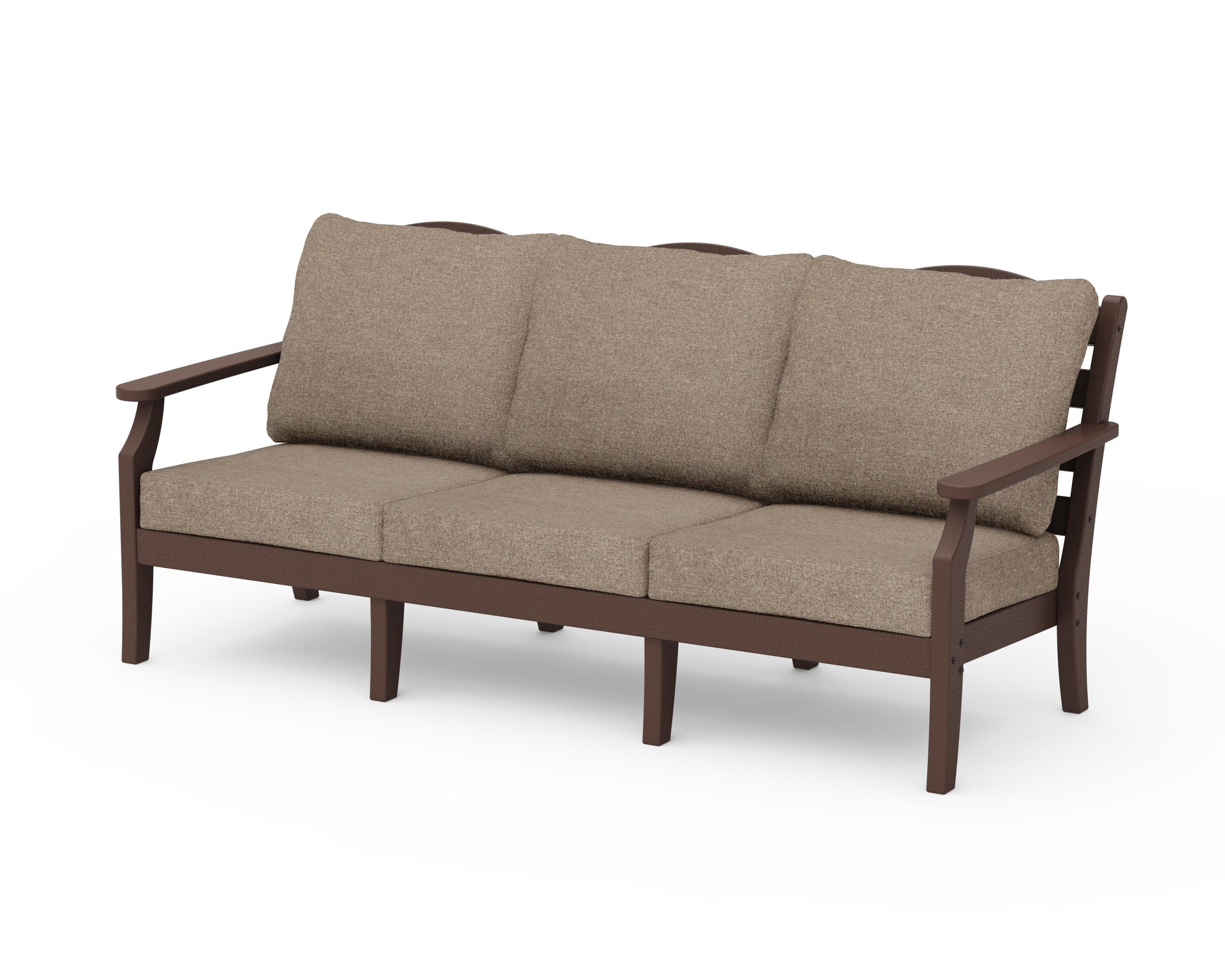 Draper James™ by  POLYWOOD® Savannah Deep Seating Sofa in Mahogany / Spiced Burlap