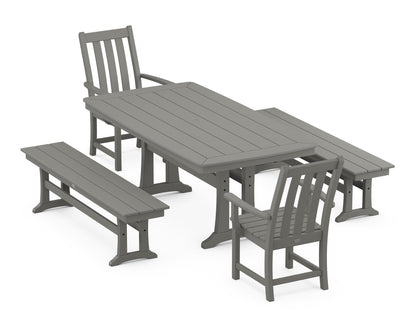 POLYWOOD® Vineyard 5-Piece Dining Set with Trestle Legs in Slate Grey
