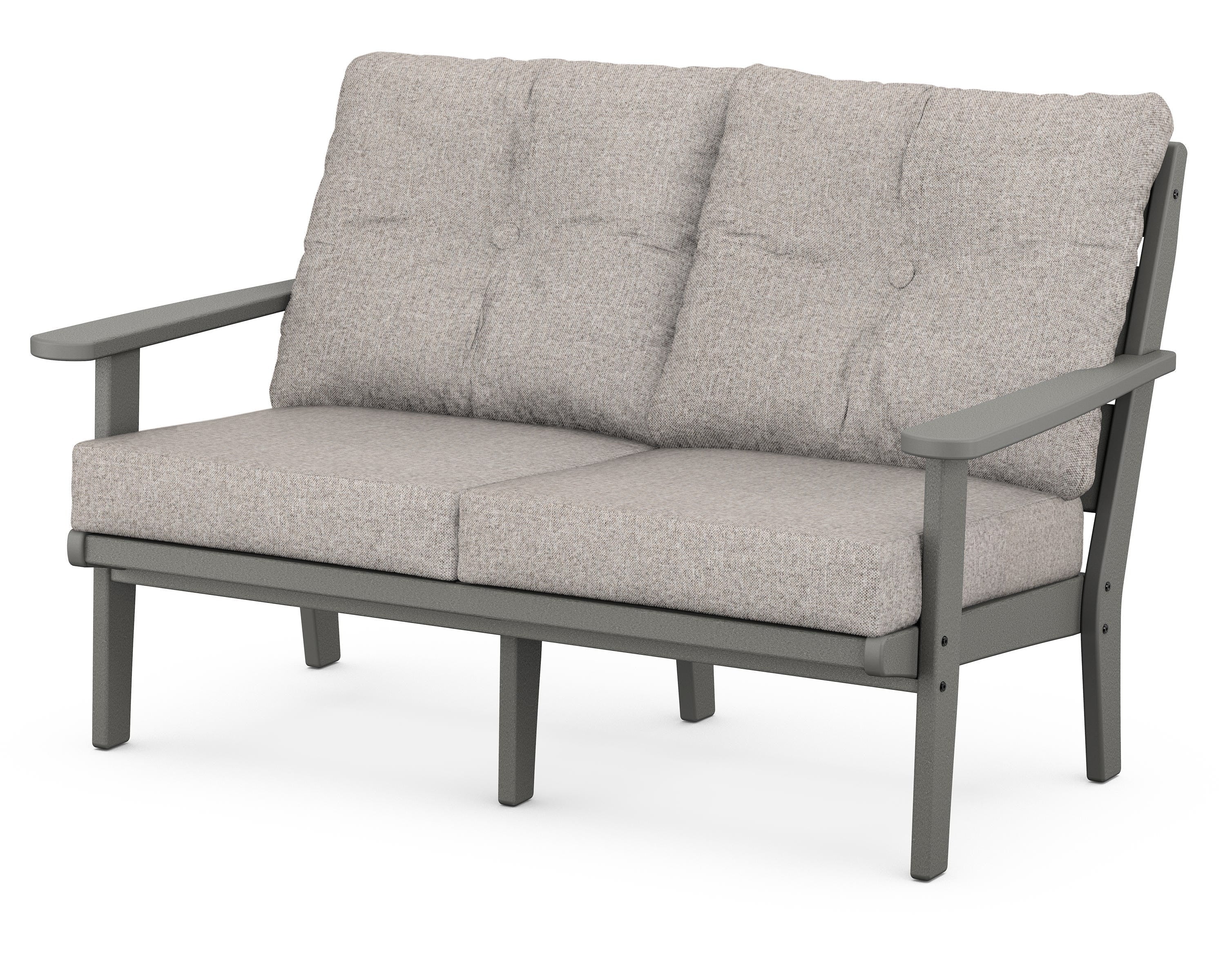 POLYWOOD® Lakeside Deep Seating Loveseat in Slate Grey / Weathered Tweed