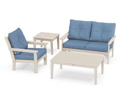 POLYWOOD® Vineyard 4-Piece Deep Seating Set in Sand / Sky Blue