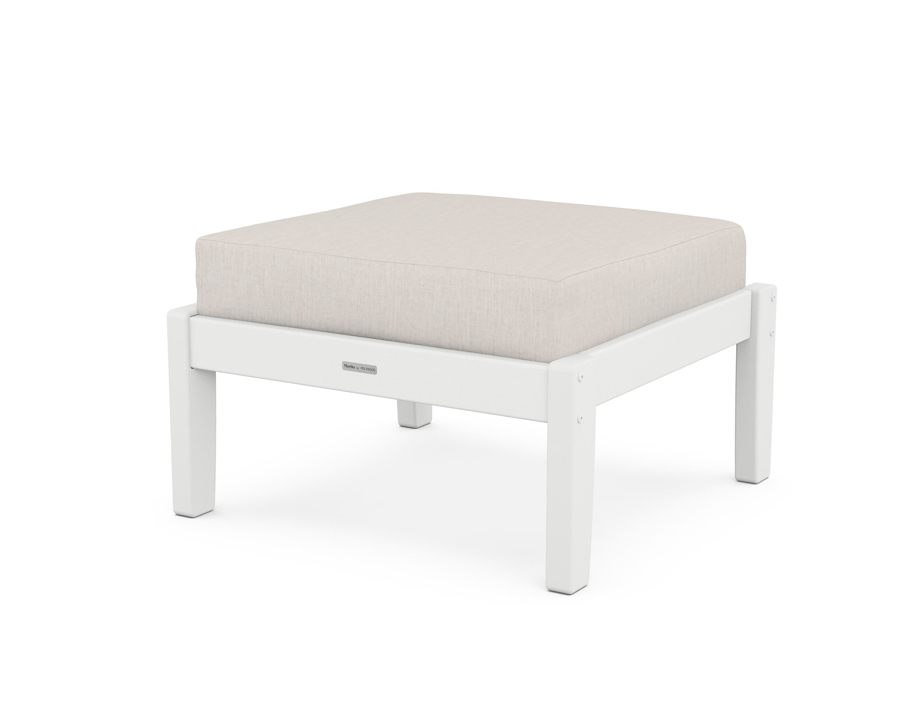 Martha Stewart by POLYWOOD® Chinoiserie Deep Seating Ottoman in White / Cast Ash