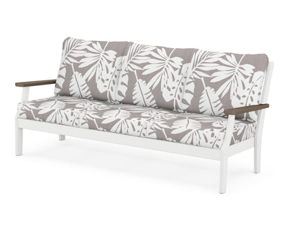 POLYWOOD® Braxton Deep Seating Sofa in White / Kona / Leaf Grey Mist