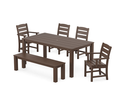 POLYWOOD® Lakeside 6-Piece Parsons Dining Set with Bench in Mahogany