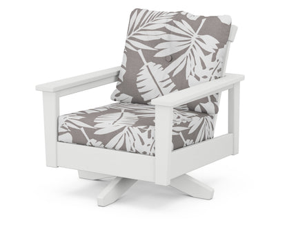 POLYWOOD® Prescott Deep Seating Swivel Chair in White / Leaf Grey Mist