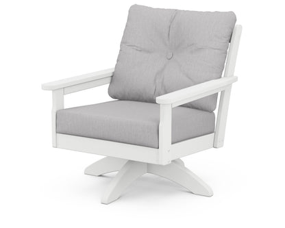 POLYWOOD® Vineyard Deep Seating Swivel Chair in White / Granite