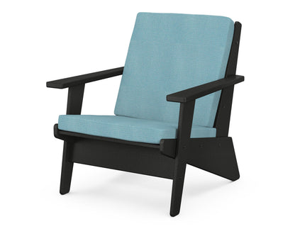 POLYWOOD® Riviera Modern Lounge Chair in Black / Lattice Sky Blue