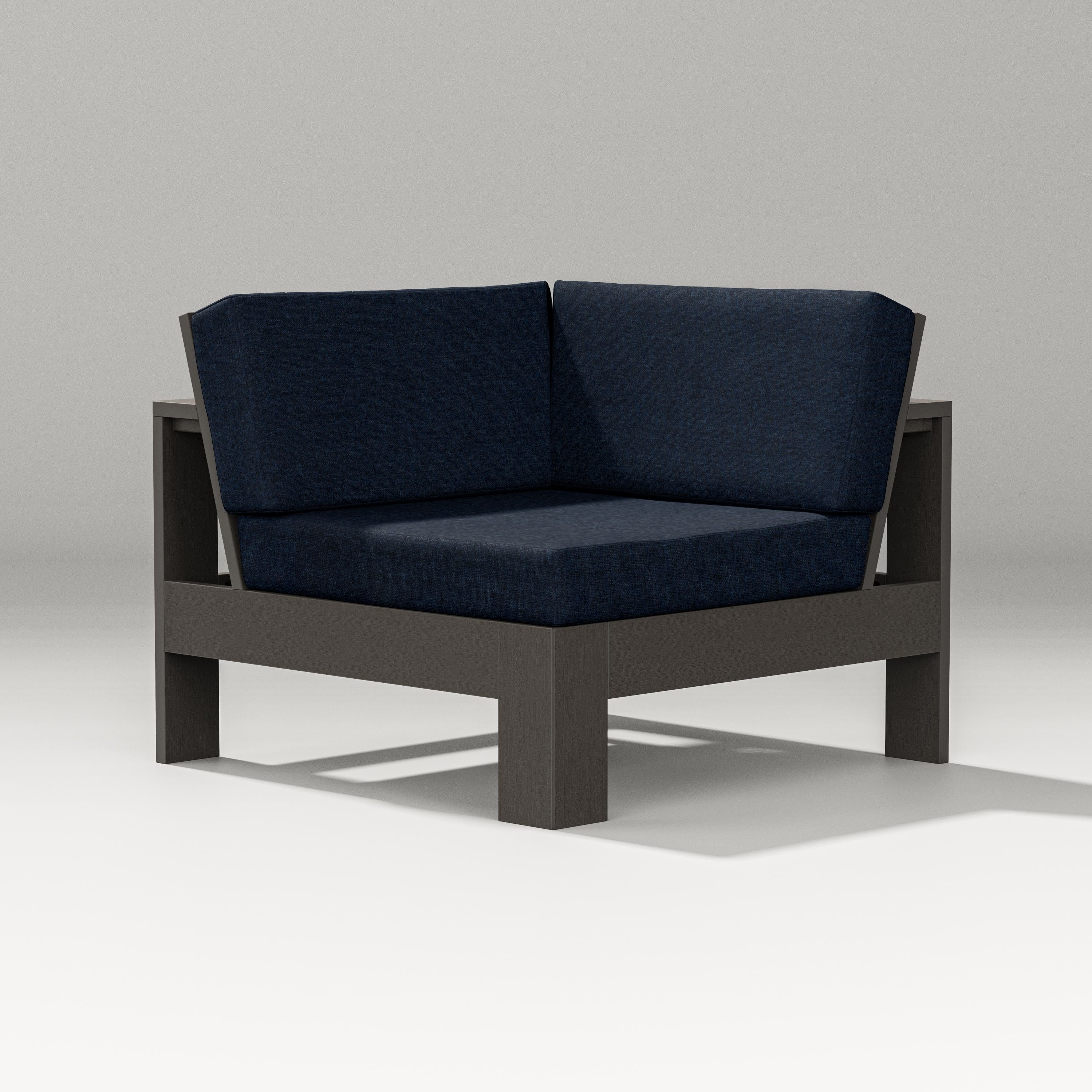 PW Designer Series Latitude Modular Corner Chair in Vintage Coffee / Marine Indigo