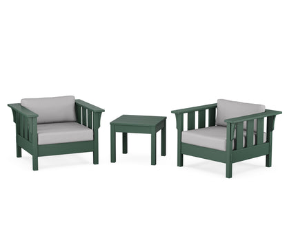 Martha Stewart by POLYWOOD® Acadia 3-Piece Deep Seating Set in Green / Granite