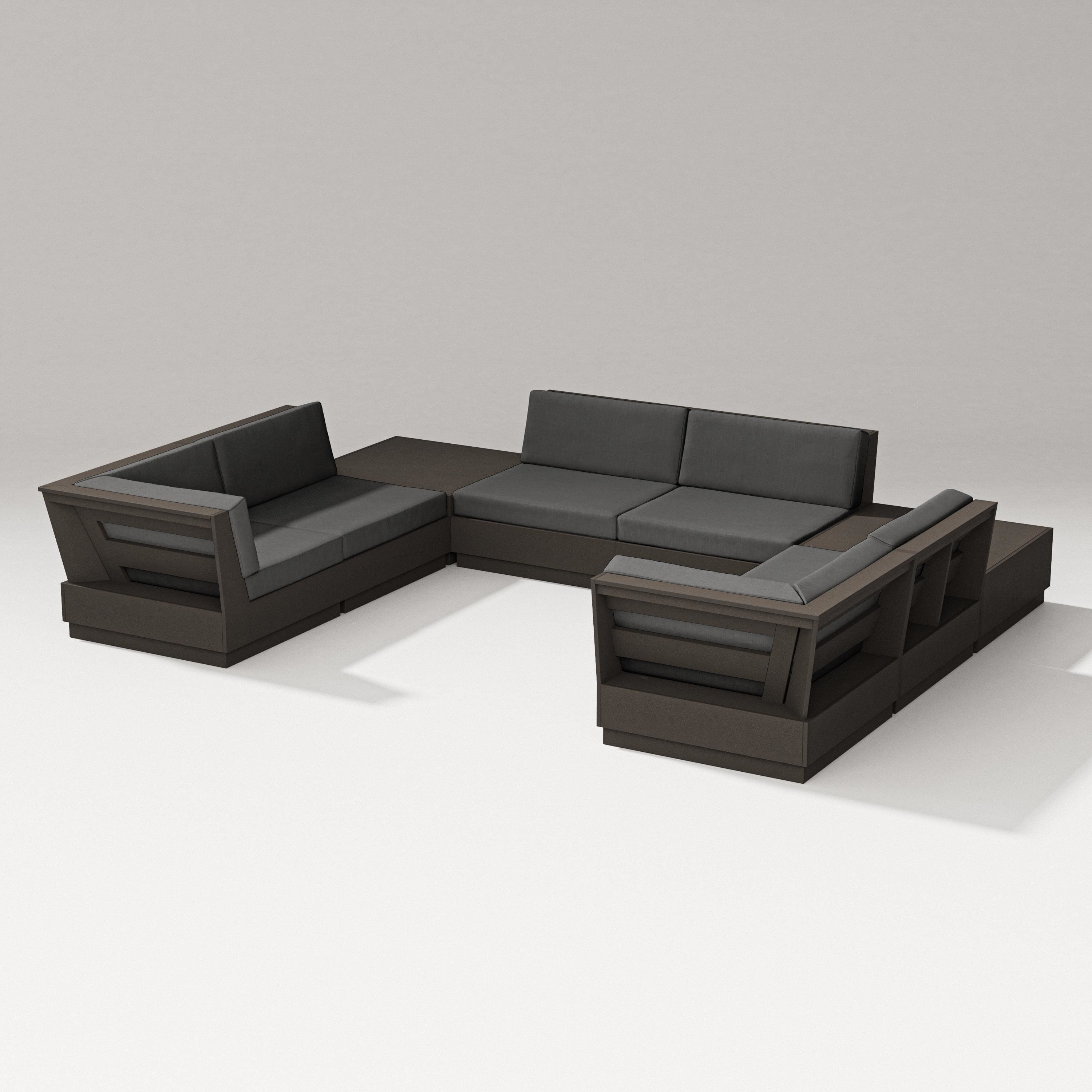 PW Designer Series Elevate 8-Piece U-Shaped Sectional in Vintage Coffee / Spectrum Carbon