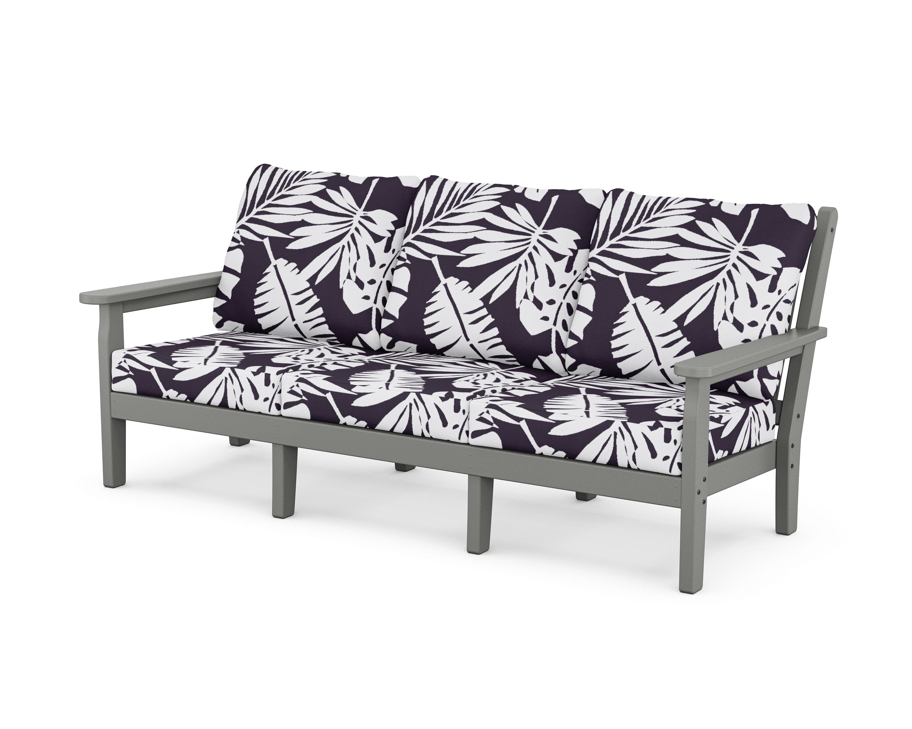 POLYWOOD® Chippendale Deep Seating Sofa in Slate Grey / Leaf Navy