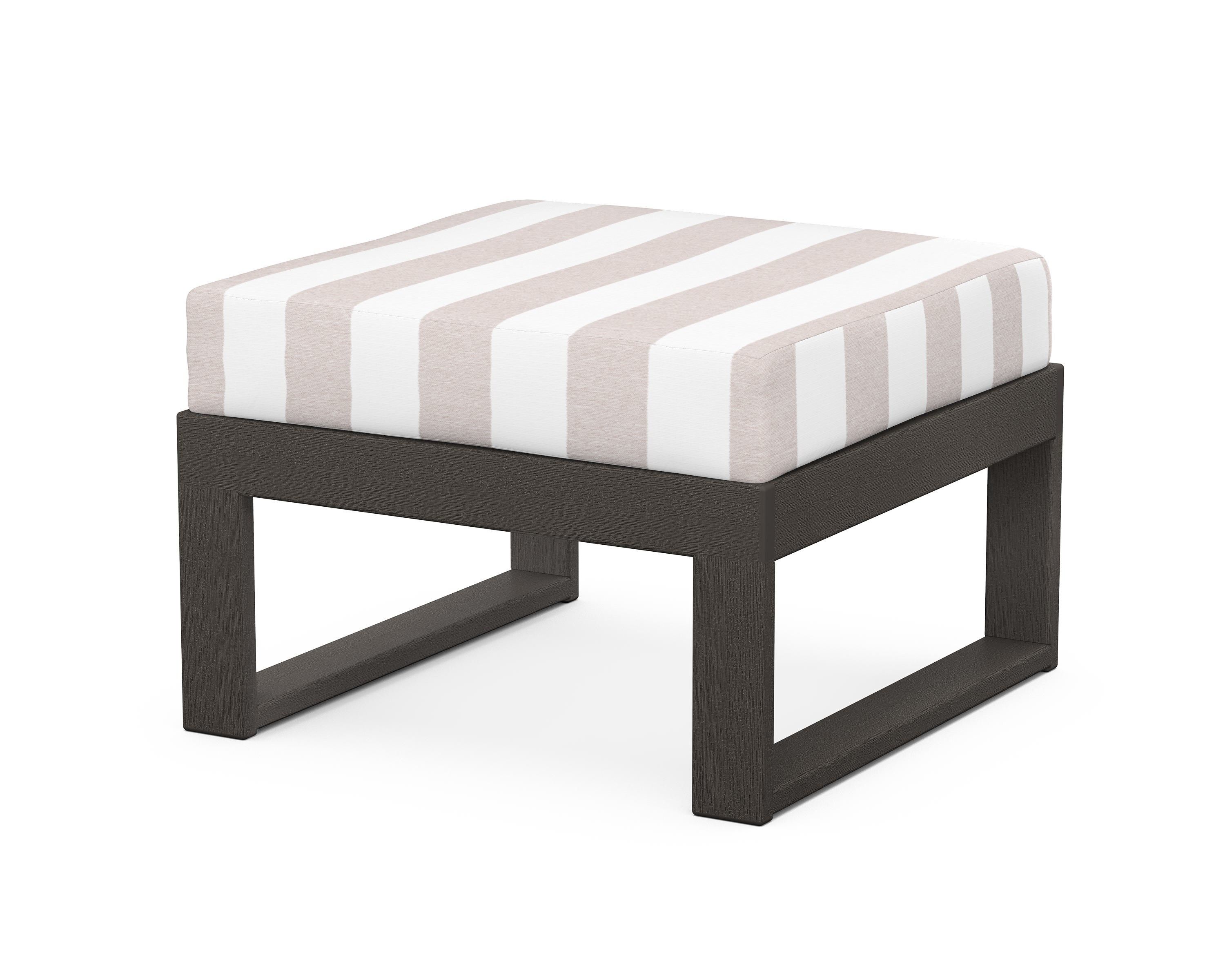 Unbranded Modular Ottoman - Modern in Vintage Coffee / Cabana Stripe Dune Burlap