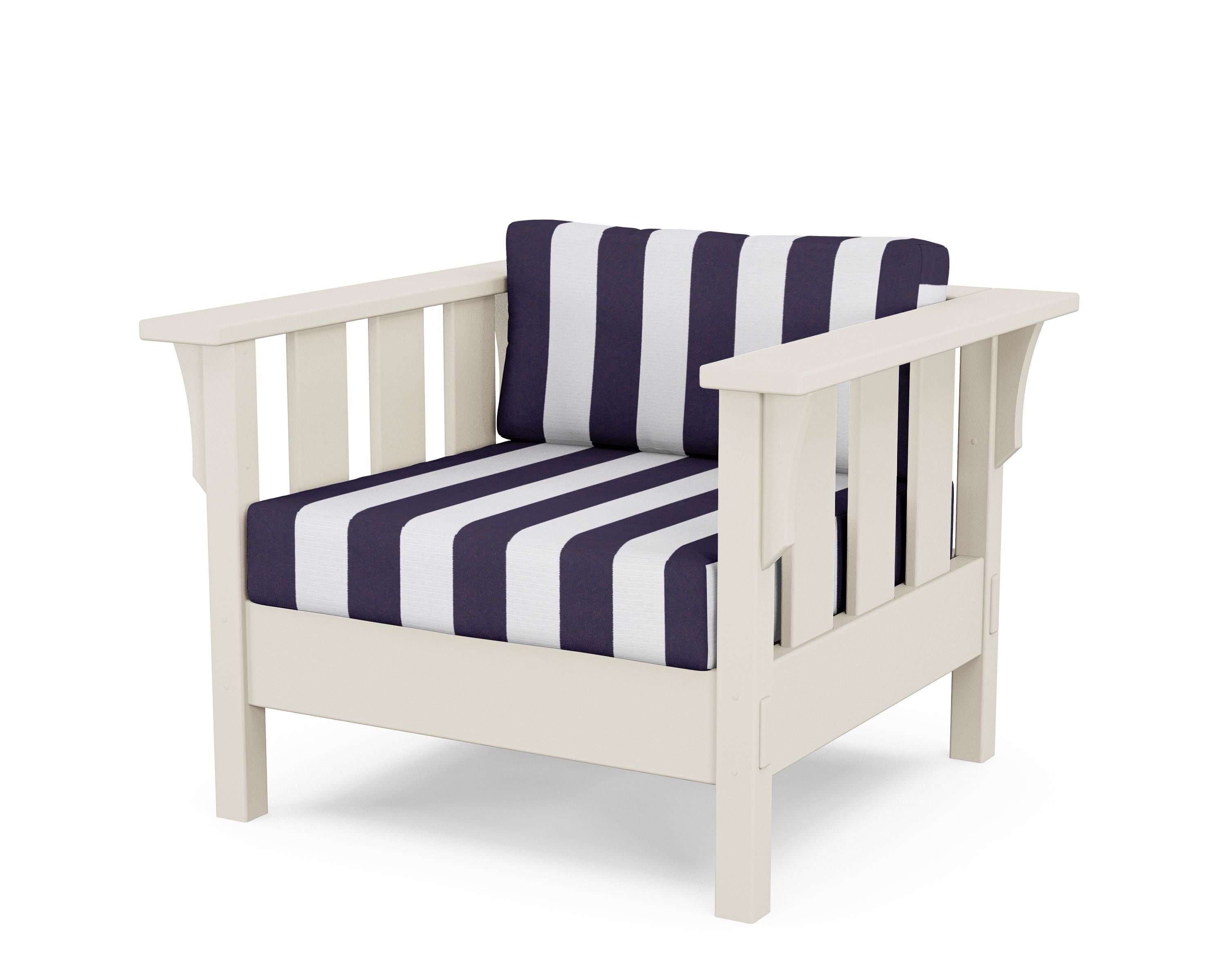 Martha Stewart by POLYWOOD® Acadia Deep Seating Chair in Sand / Cabana Stripe Navy