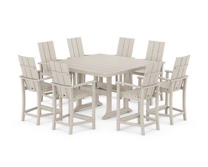 POLYWOOD® Modern Adirondack 9-Piece Farmhouse Trestle Counter Set in Sand