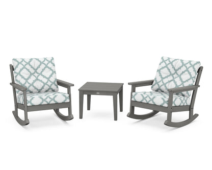 POLYWOOD® Vineyard 3-Piece Deep Seating Rocker Set in Slate Grey / Trellis Glacier Spa