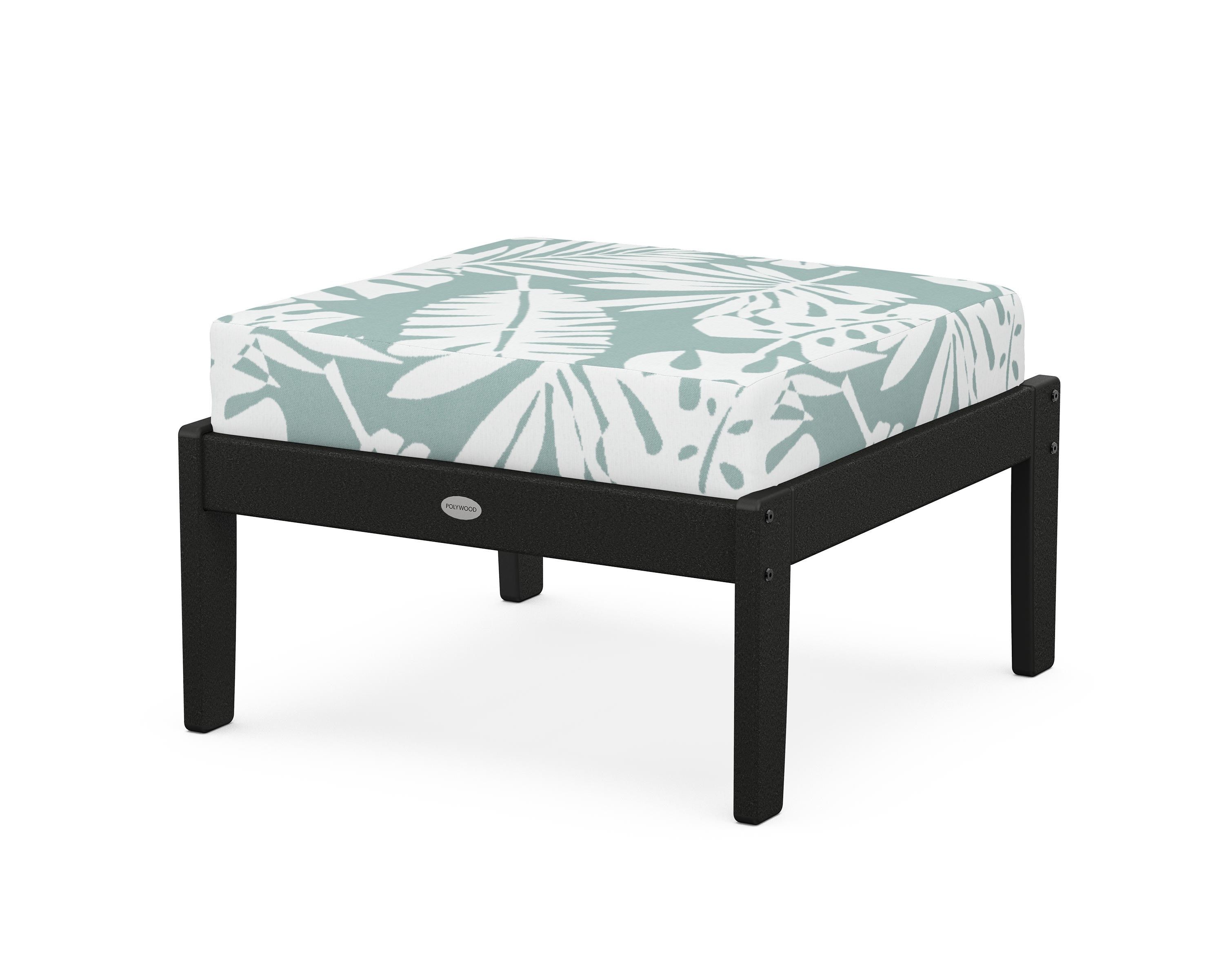 POLYWOOD® Braxton Deep Seating Ottoman in Black / Leaf Glacier Spa
