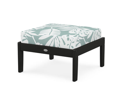 POLYWOOD® Braxton Deep Seating Ottoman in Black / Leaf Glacier Spa