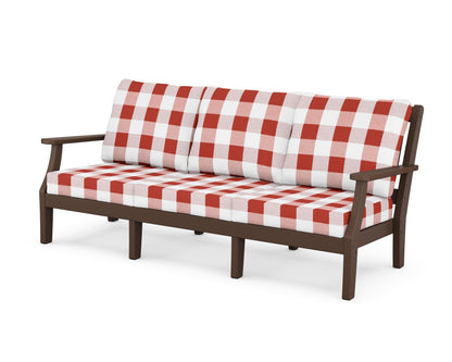 Martha Stewart by POLYWOOD® Chinoiserie Deep Seating Sofa in Mahogany / Buffalo Plaid Crimson