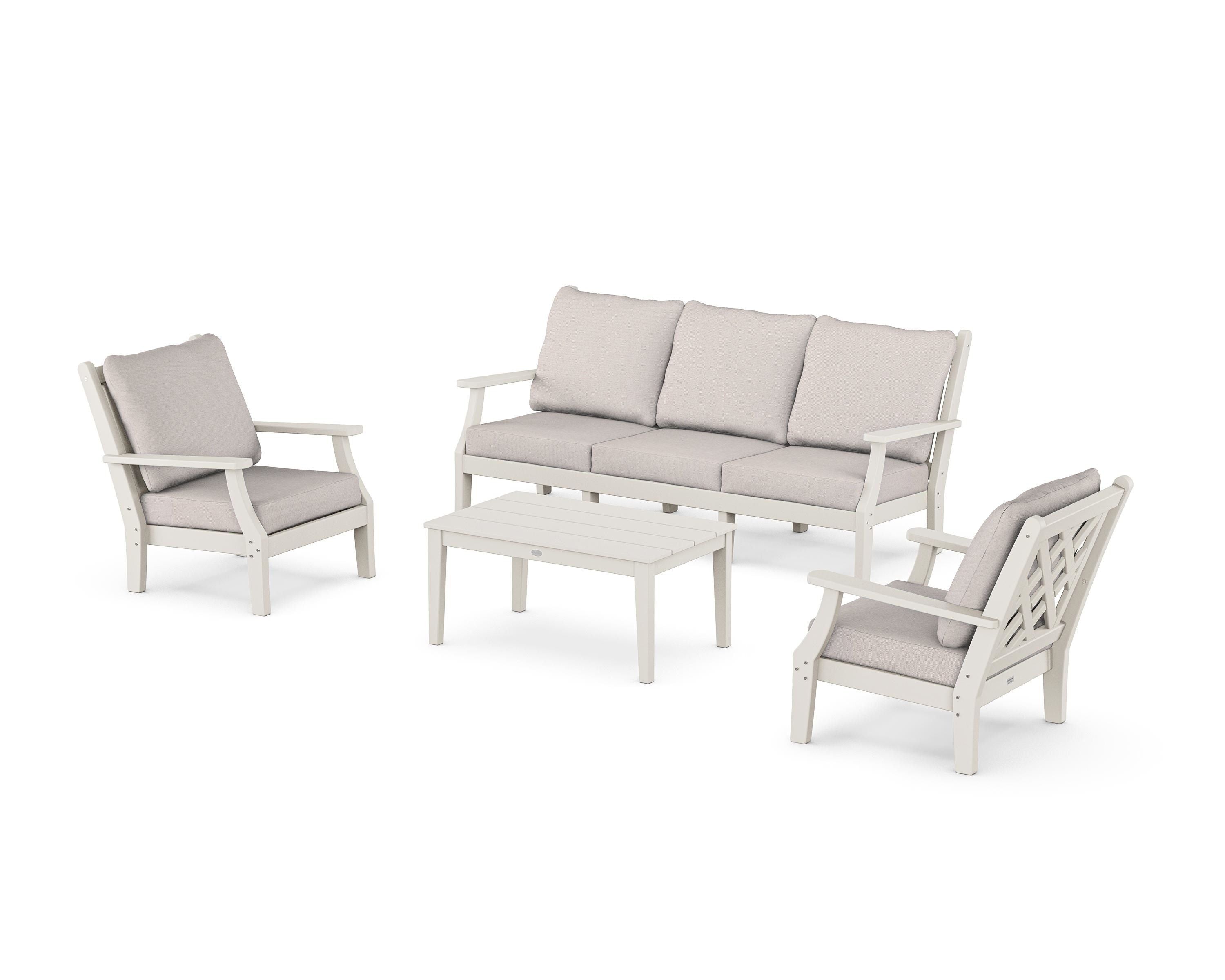 Country Living Wovendale 4-Piece Deep Seating Set with Sofa in Sand / Dune Burlap