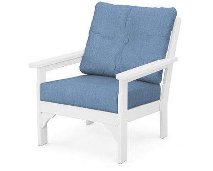 POLYWOOD® Vineyard Deep Seating Chair in White / Sky Blue