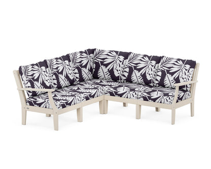 POLYWOOD® Braxton Modular 5-Piece Deep Seating Set in Sand / Leaf Navy