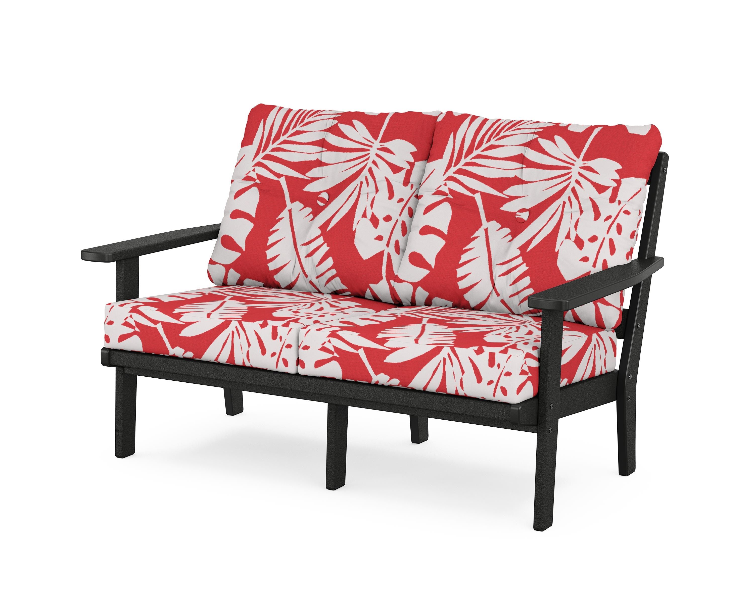 POLYWOOD® Prairie Deep Seating Loveseat in Black / Leaf Crimson