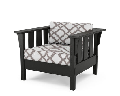Martha Stewart by POLYWOOD® Acadia Deep Seating Chair in Black / Trellis Grey Mist