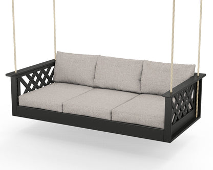 Country Living Wovendale Daybed Swing in Black / Weathered Tweed