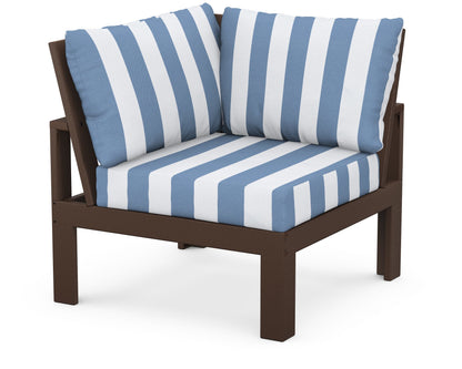 Unbranded Modular Corner Chair in Mahogany / Cabana Stripe Sky Blue