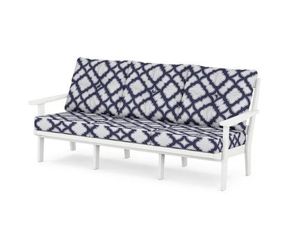 POLYWOOD® Mission Deep Seating Sofa in White / Trellis Navy