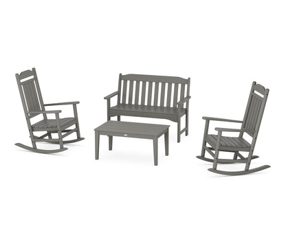 Country Living Cottage Legacy Rocking Chair 4-Piece Porch Set in Slate Grey