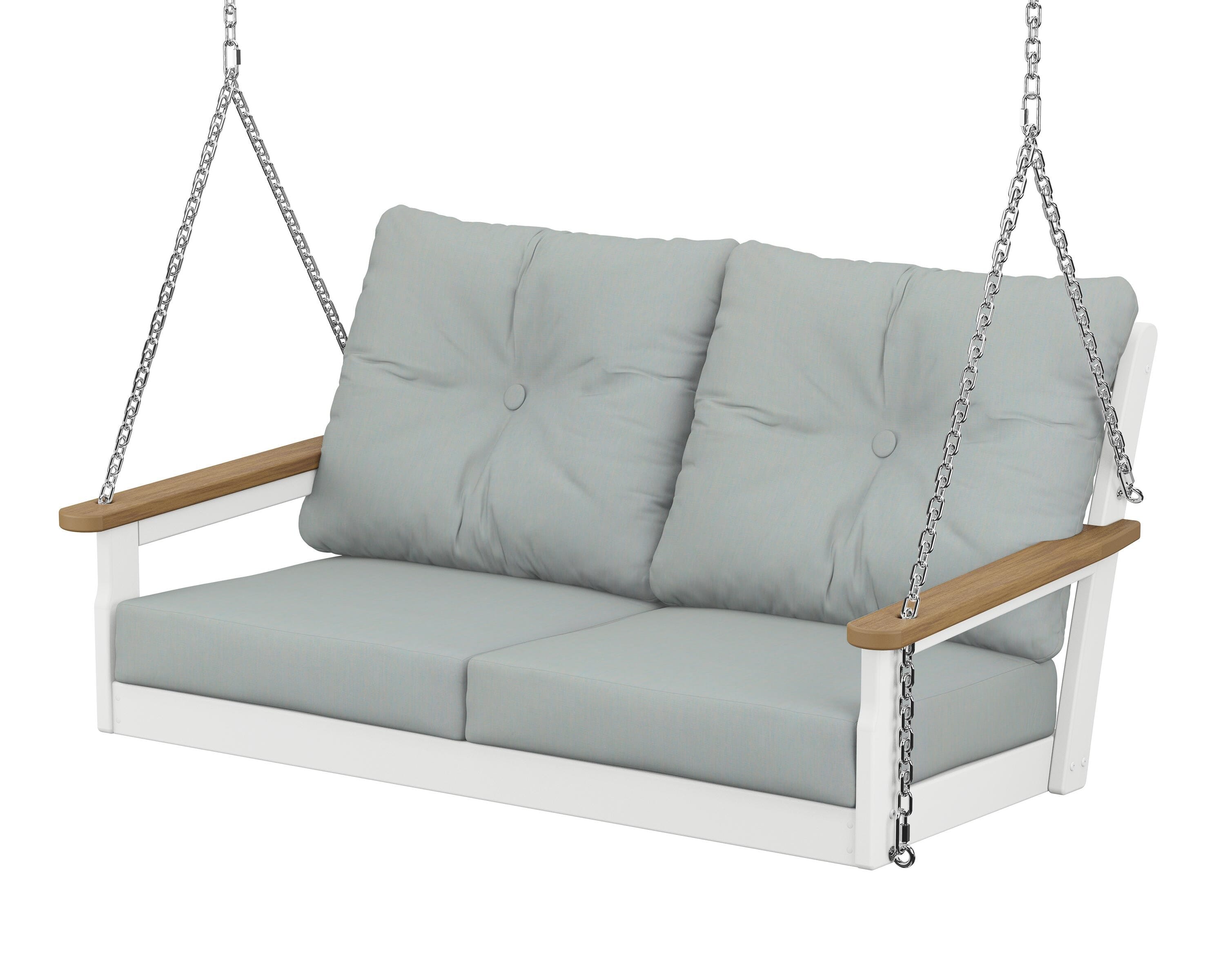 POLYWOOD® Vineyard Deep Seating Swing in White / Natural / Spa