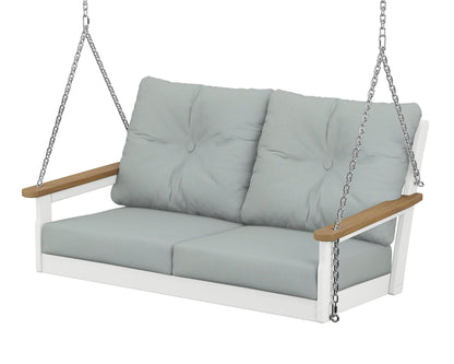 POLYWOOD® Vineyard Deep Seating Swing in White / Natural / Spa