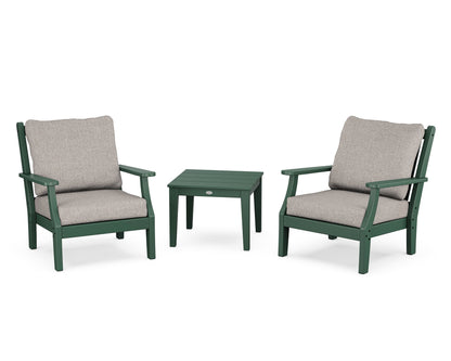 Country Living Wovendale 3-Piece Deep Seating Set in Green / Weathered Tweed