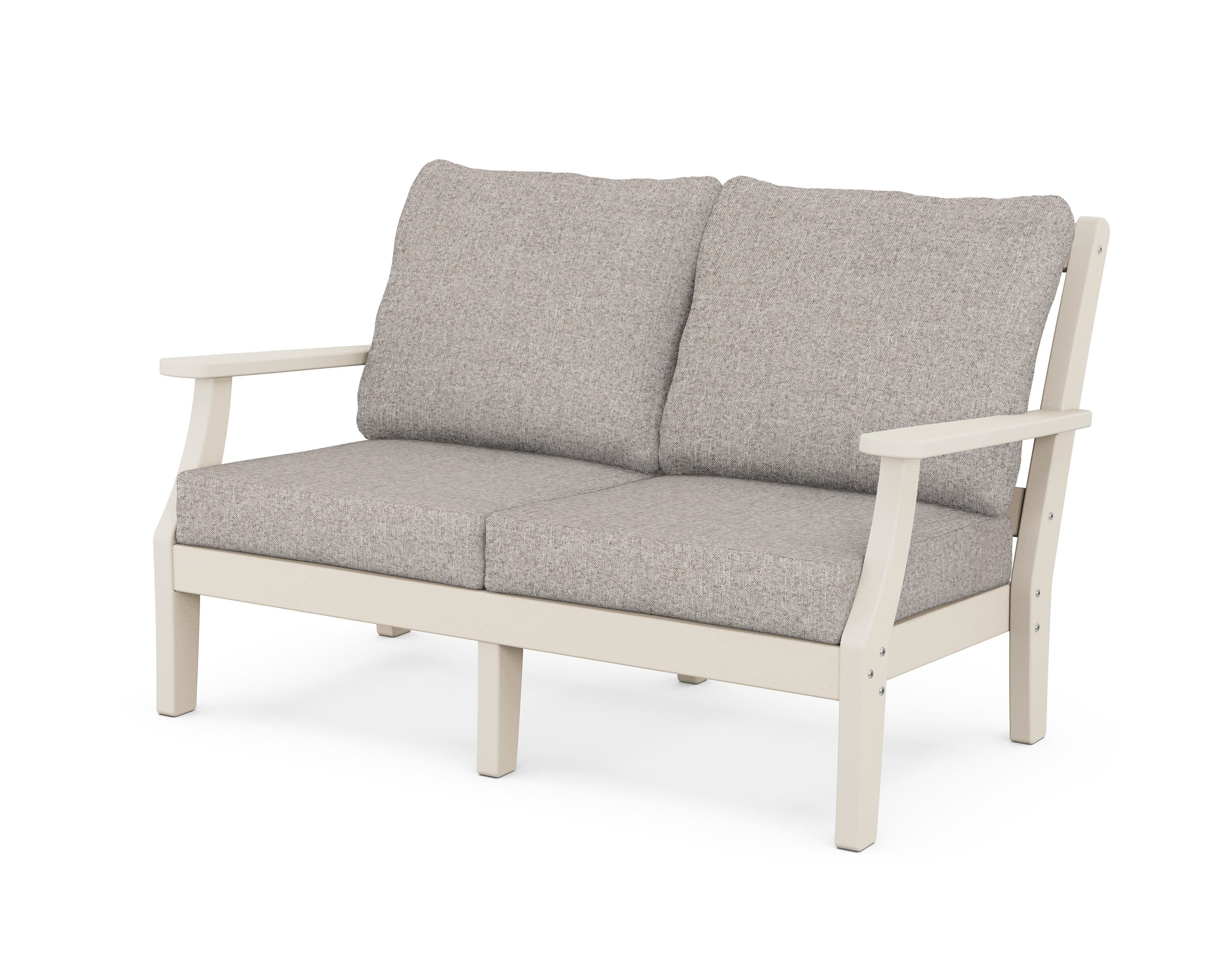 Martha Stewart by POLYWOOD® Chinoiserie Deep Seating Loveseat in Sand / Weathered Tweed