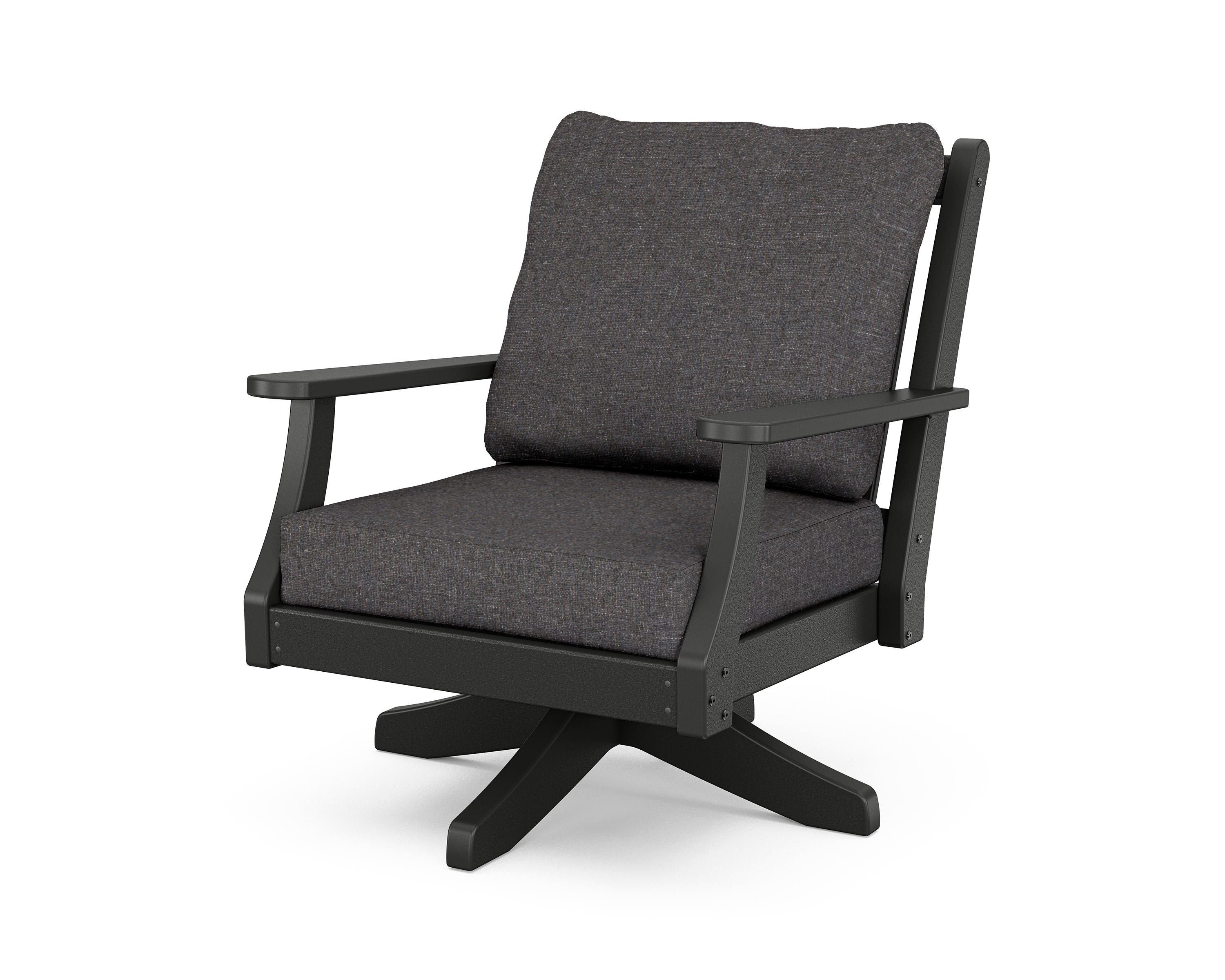 Country Living Wovendale Deep Seating Swivel Chair in Black / Ash Charcoal