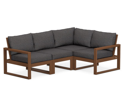 POLYWOOD® EDGE 4-Piece Modular Deep Seating Set in Teak / Ash Charcoal