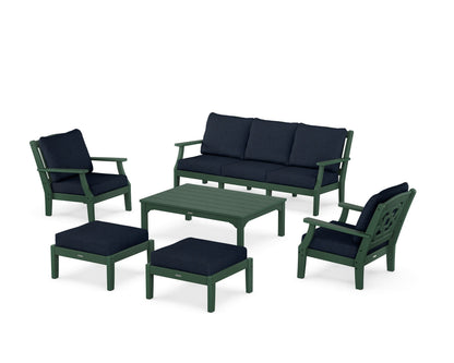 Martha Stewart by POLYWOOD® Chinoiserie 6-Piece Lounge Sofa Set in Green / Marine Indigo