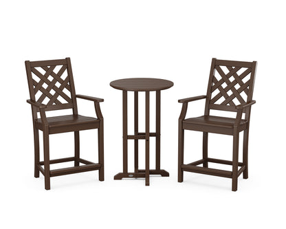 Country Living Wovendale 3-Piece Farmhouse Bistro Counter Set in Mahogany