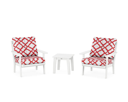 POLYWOOD® Prairie 3-Piece Deep Seating Set in White / Trellis Crimson